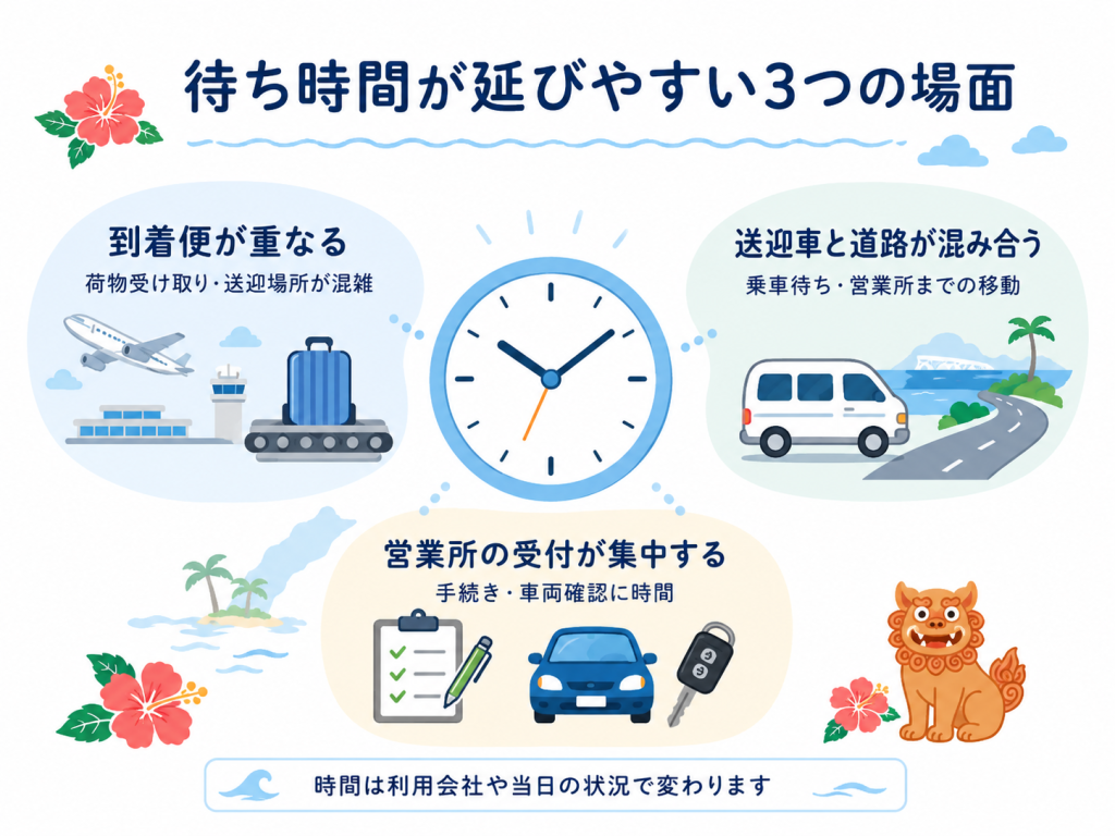 レンタカーの待ち時間が延びやすい3つの場面